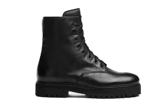 Women's Black Leather Combat Boot from Thursday
