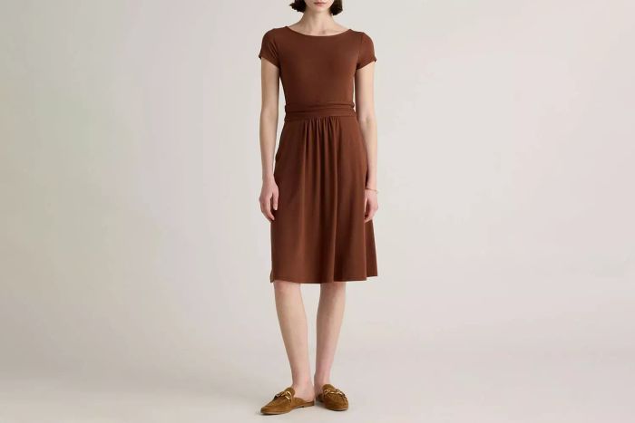 Ruched Waist Tencel Jersey Dress