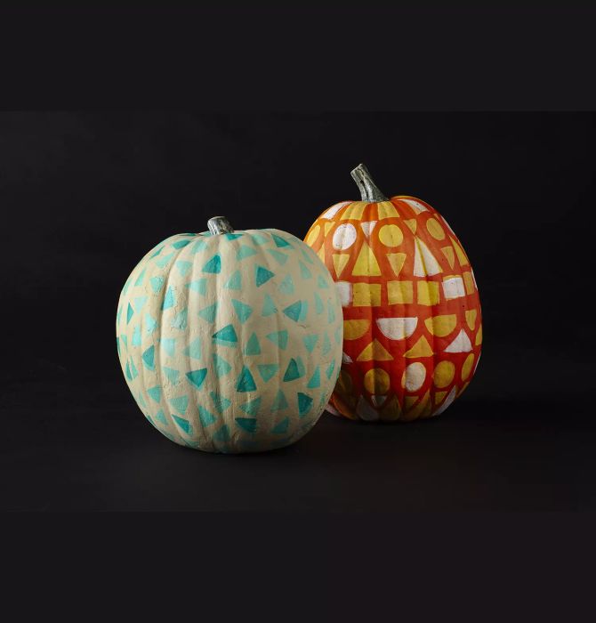 Creative pumpkin ideas without carving - Geometric Makeup-Sponge Pumpkins