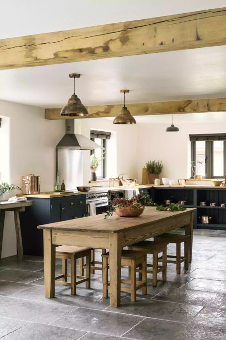 Kitchen with a stone floor