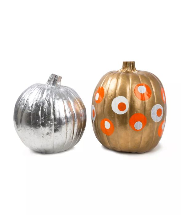 Creative pumpkin ideas without carving - Metallic Pumpkins