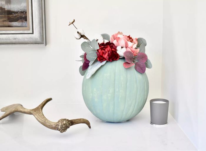 No-carve pumpkin ideas - Floral Centerpiece Pumpkin