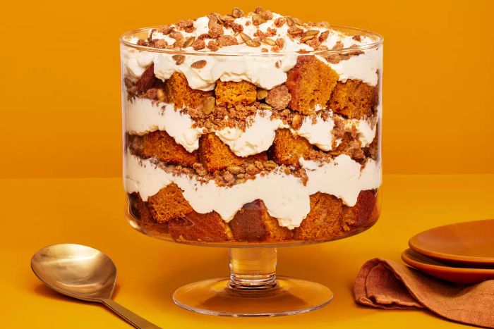 pumpkin bread trifle featuring pepita streusel