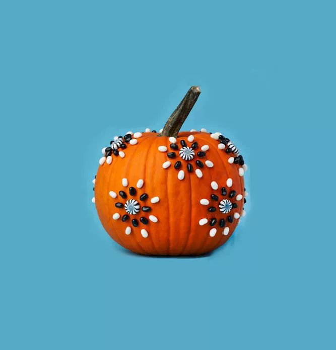 No-carve pumpkin ideas – a candy-inspired pumpkin project.