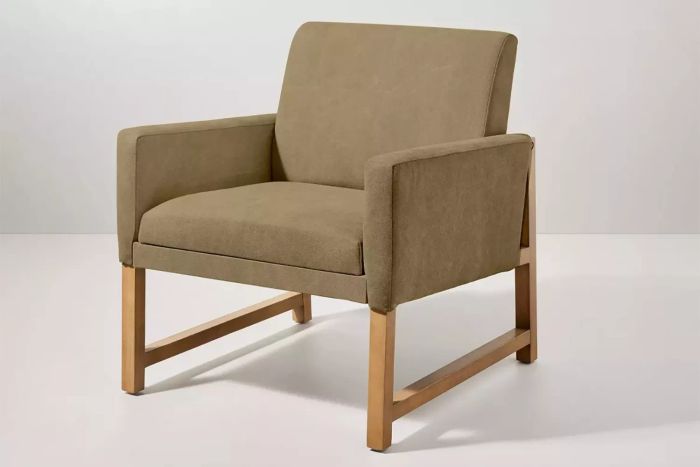 Hearth & Hand w/Magnolia Canvas Upholstered Accent Arm Chair - Khaki: Rubberwood Frame, Foam Cushion - Hearth & Hand™ with Magnolia