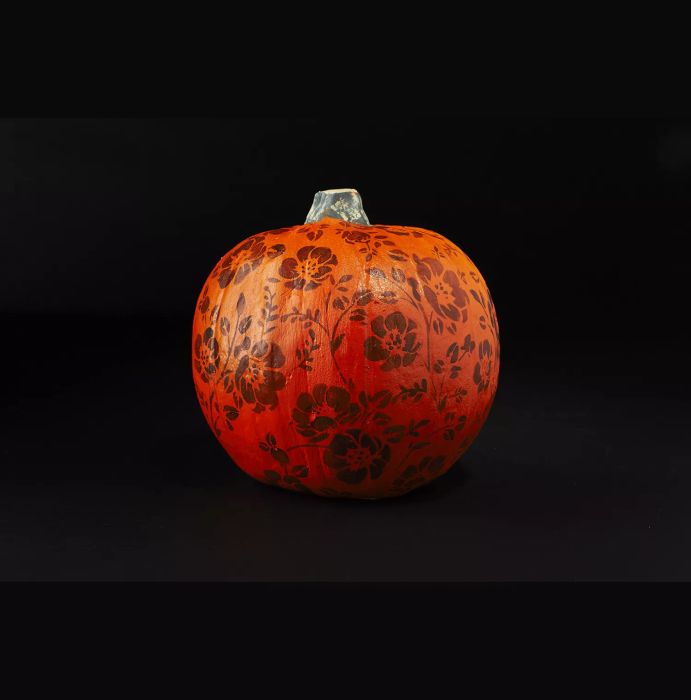 Creative no-carve pumpkin designs - Floral Stencil Pumpkin