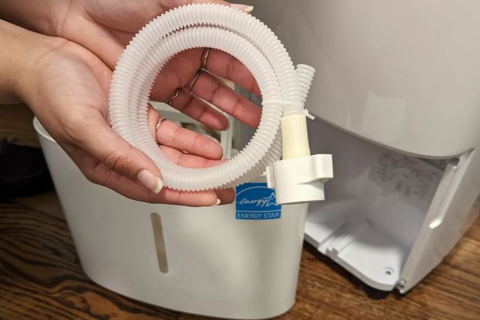 The drainage hose included with the Honeywell Smart WiFi Energy Star Dehumidifier