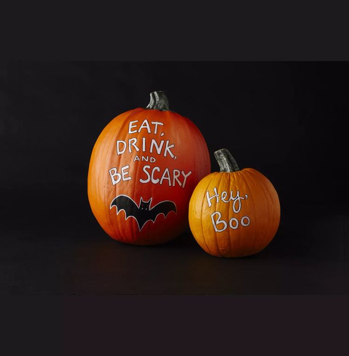 Creative pumpkin ideas without the carving - Paint-Pen Pun Pumpkins