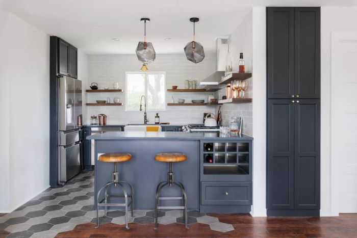 Industrial-style hexagonal tile kitchen