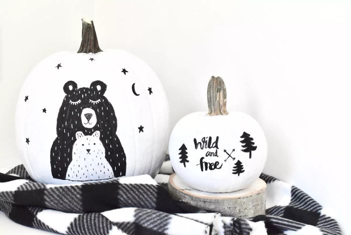 No-carve pumpkin ideas - Monochrome Pumpkins