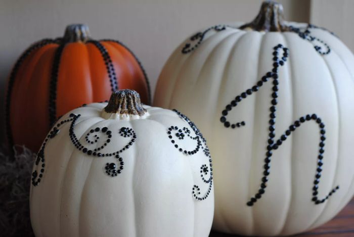 Pumpkins adorned with rhinestones