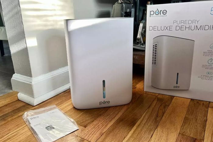 The Pure Enrichment Dry Deluxe Dehumidifier after unpacking