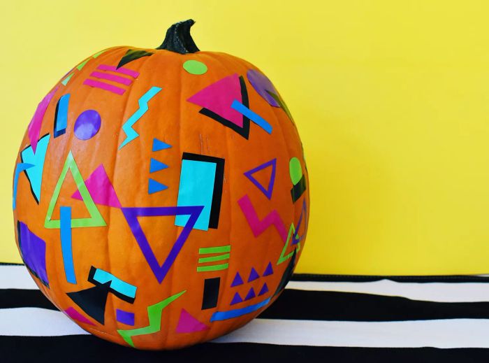 No carve pumpkin ideas - 80s Totally Rad Pumpkin