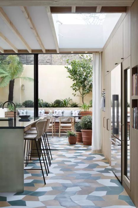 Vibrantly colored geometric ceramic tiles can transform a space with their bold patterns and hues.