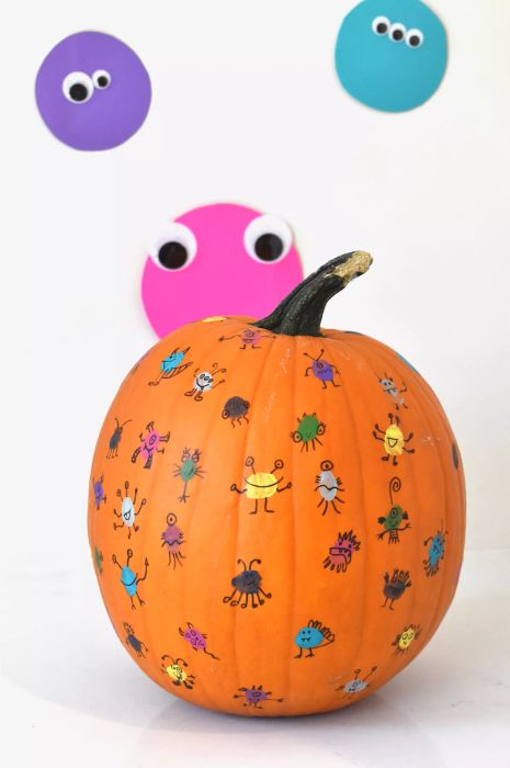 Creative pumpkin ideas without carving - Thumbprint Monsters