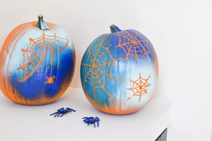 No-carve pumpkin ideas - Spiderweb Pumpkins