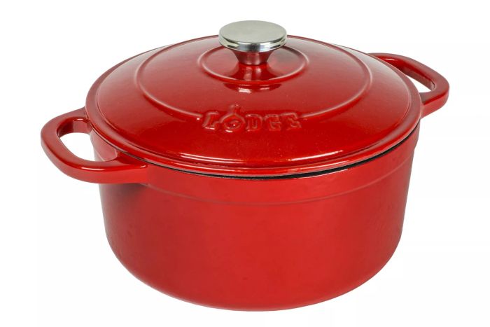 Lodge Cast Iron 5.5qt Red Enameled Dutch Oven