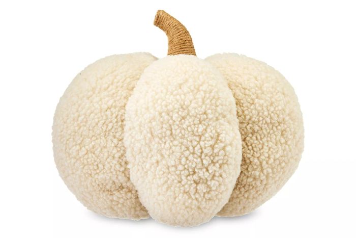 Way to Celebrate Fall Harvest Cream Fabric Pumpkin Pillow