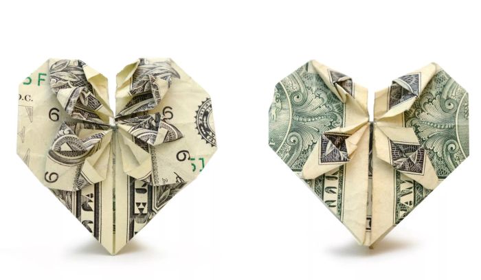 Origami Heart Money Gift