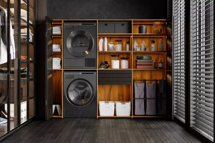 laundry room open shelving