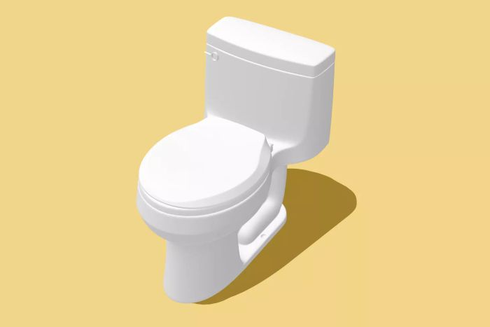 Toilet set against a yellow background