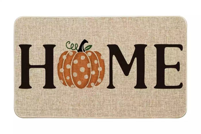 Smile Home Polka Dot Pumpkin Decorative Doormat