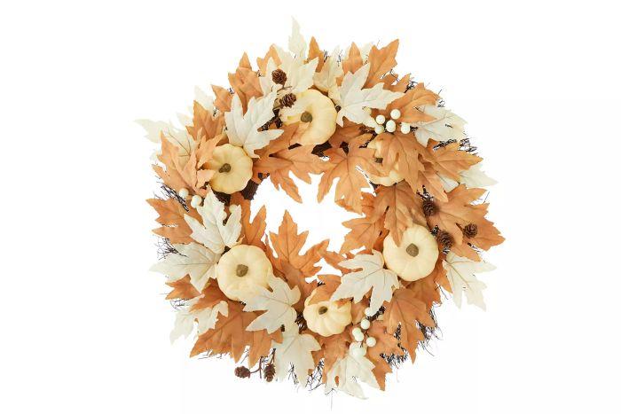 Way to Celebrate Harvest Ivory and Rust Maple Leaf Wreath
