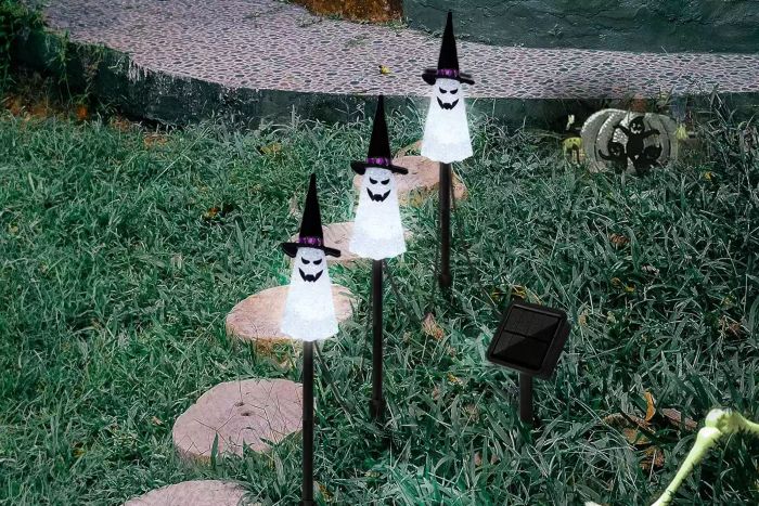 LIGHTSHINE 3PCS Ghost Solar Halloween Decorations