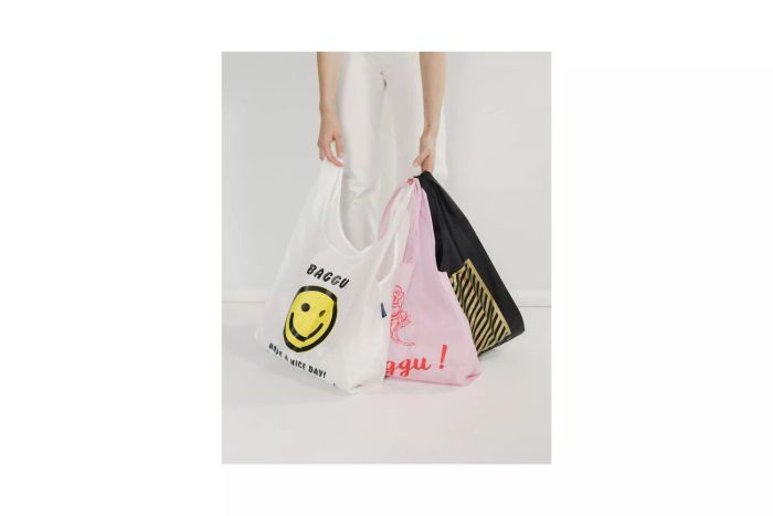 A person holding the Baggu Standard Baggu Set