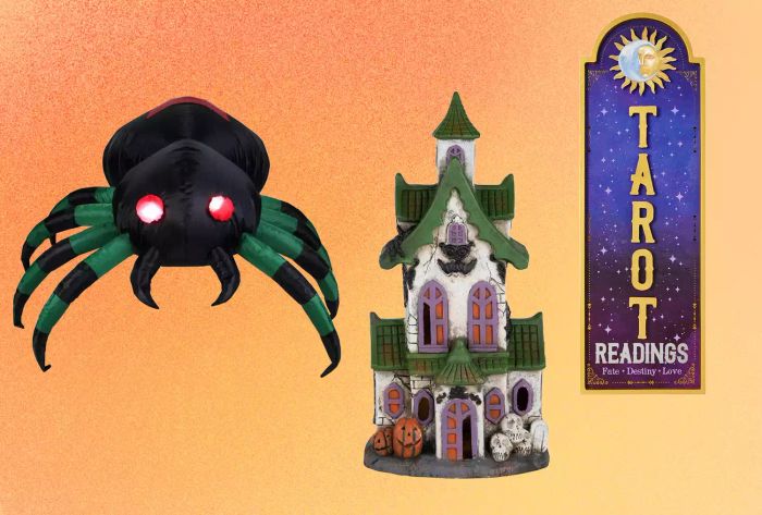 A vibrant collage showcasing three top Halloween decoration picks set against a striking orange backdrop