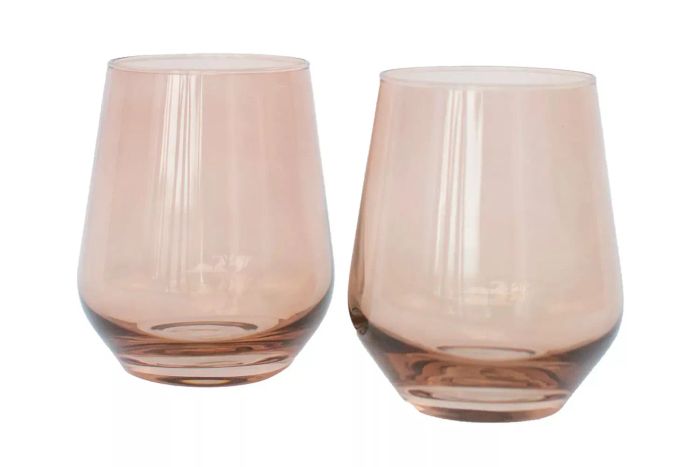 Estelle Colored Glass Stemless 2-Piece Wine Glass Set