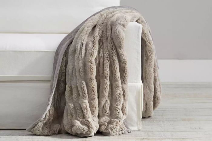 Pottery Barn Faux Fur Ruched Throw