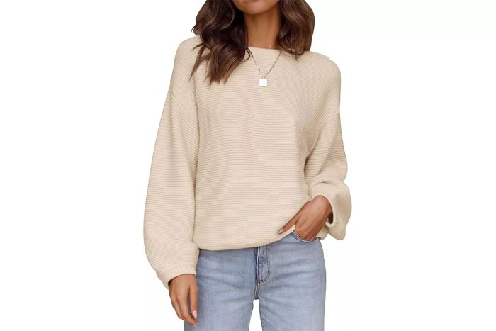 ZESICA Women's 2024 Crew Neck Long Lantern Sleeve Casual