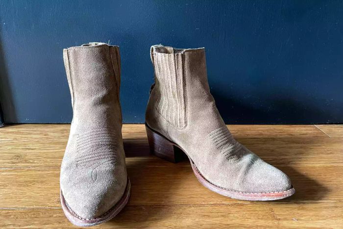 A frontal view of the Tecovas The Taylor Chelsea Boots