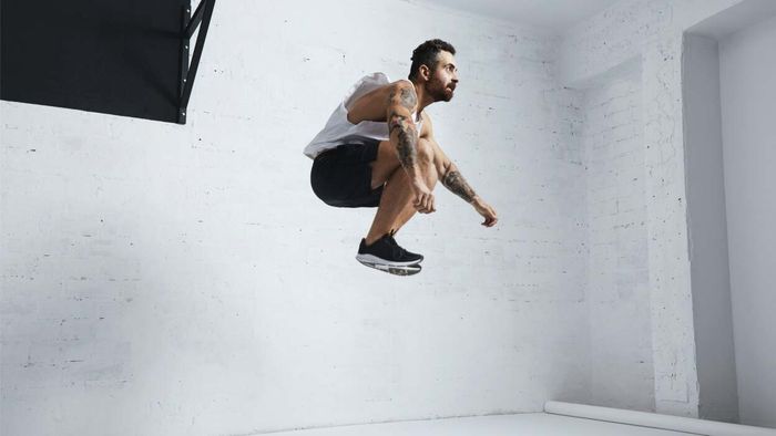 a person leaping into the air