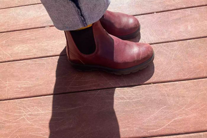 A bird's-eye view of a pair of Blundstone #1352 Women's Originals High Top Boots