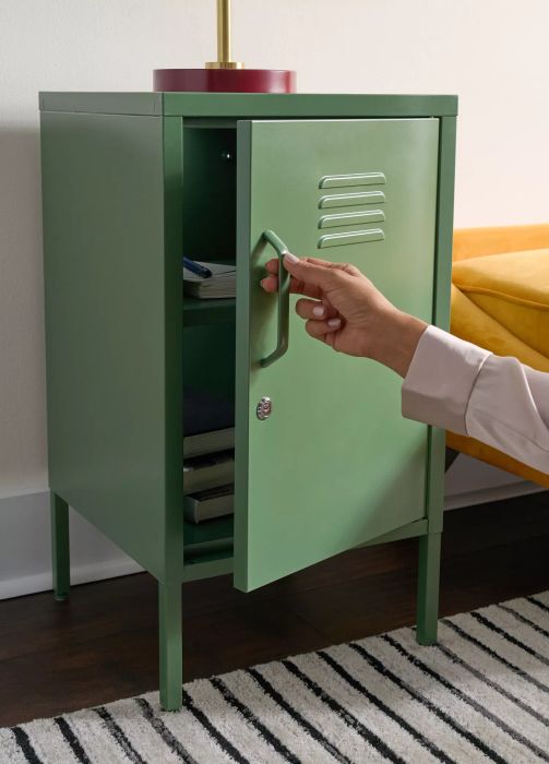 earthy green storage cabinet