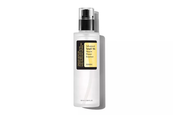 COSRX Snail Mucin 96% Power Repairing Essence, 3.38 fl.oz (100ml), a hydrating facial serum infused with snail secretion filtrate, designed to revitalize dull skin and reduce fine lines