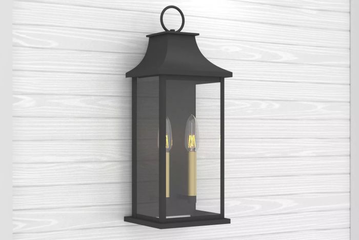 Alletta Dimmable Black Metal Cage Glass Wall Light