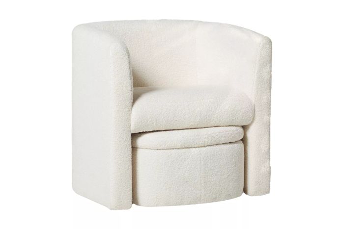 Wade Logan Braedin Upholstered Barrel Accent Chair With Ottoman for Storage