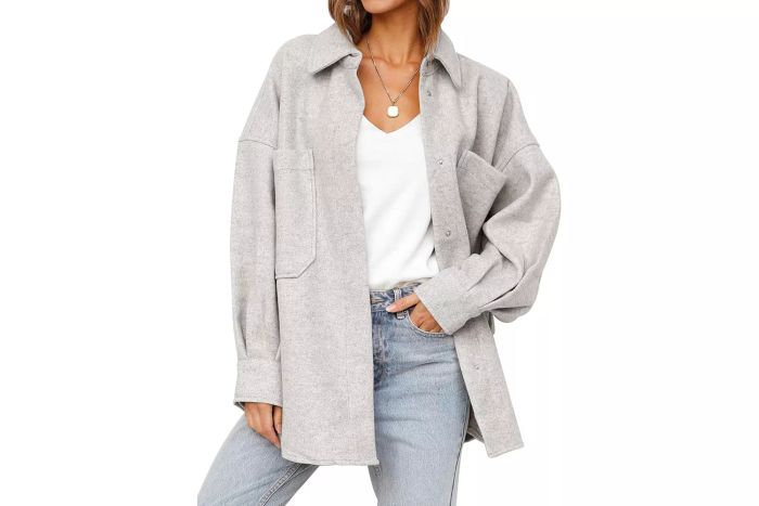 The MEROKEETY Women's Oversized Long Sleeve Shacket