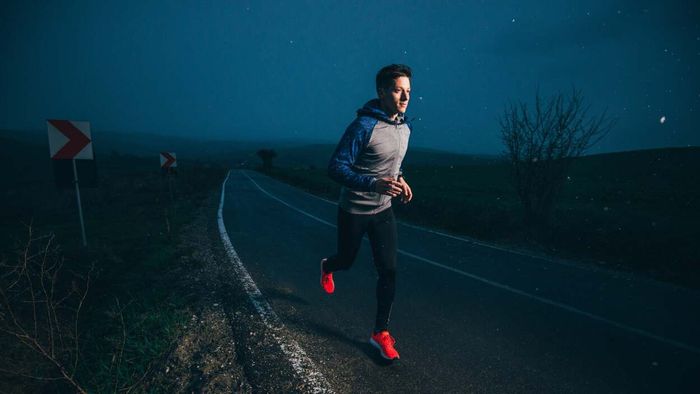 individual jogging during nighttime