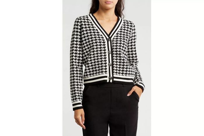 This tipped cardigan adds a sophisticated touch to your wardrobe.