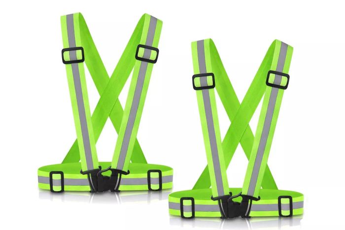 The Reflective Vest 2-Pack is designed for high visibility during outdoor activities like biking, running, or walking dogs. This adjustable safety vest is suitable for men, women, and kids, ensuring you stay visible and safe in low-light conditions.