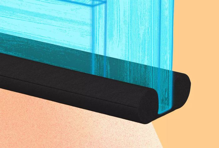 A Recommended Door Draft Stopper Set Against a Colorful Background
