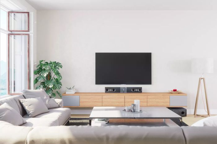 entertainment system with integrated speaker