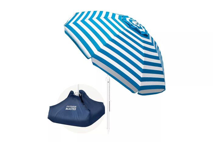OutdoorMaster Beach Umbrella featuring a Sand Bag and Cup Holder