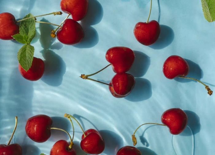 Cherries with stems