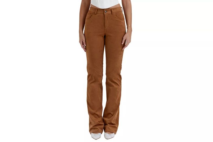 five-pocket faux suede pants