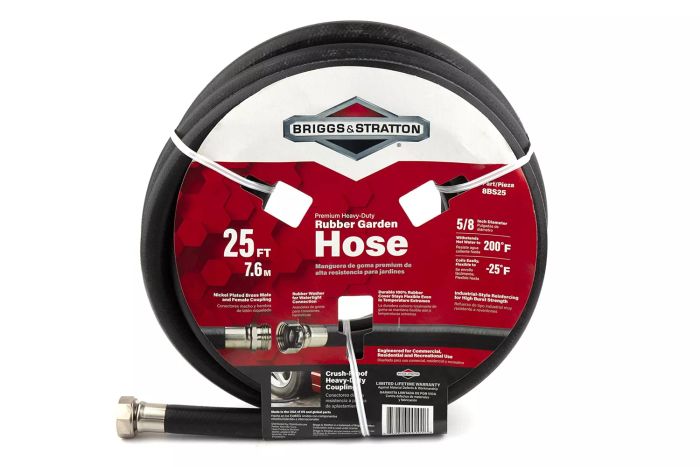 Briggs and Stratton Heavy-Duty Rubber Garden Hose, designed for robust use.